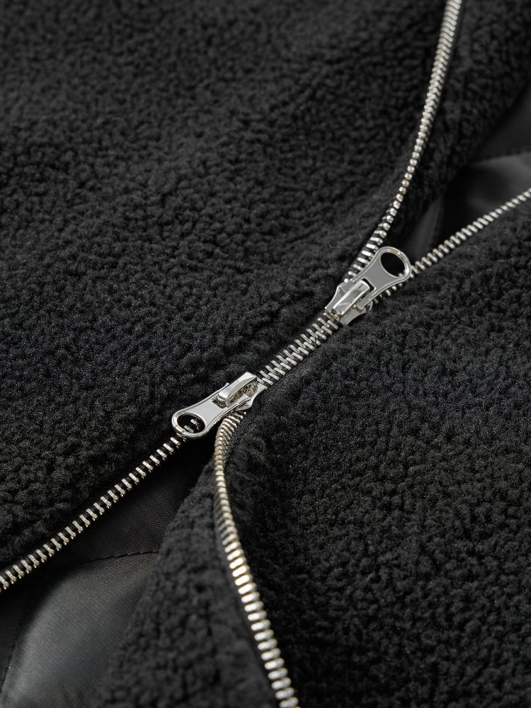 DCRB Two Tone Sherpa Fleece Jacket Black - Image 9