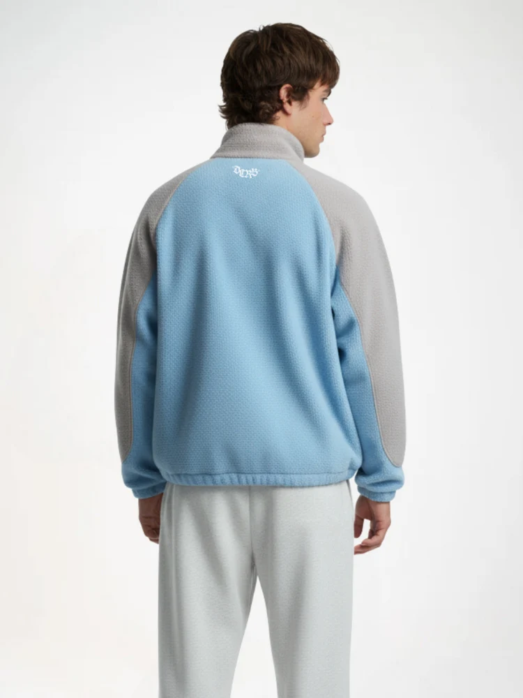 DCRB Two Tone Sherpa Fleece Jacket Blue - Image 3