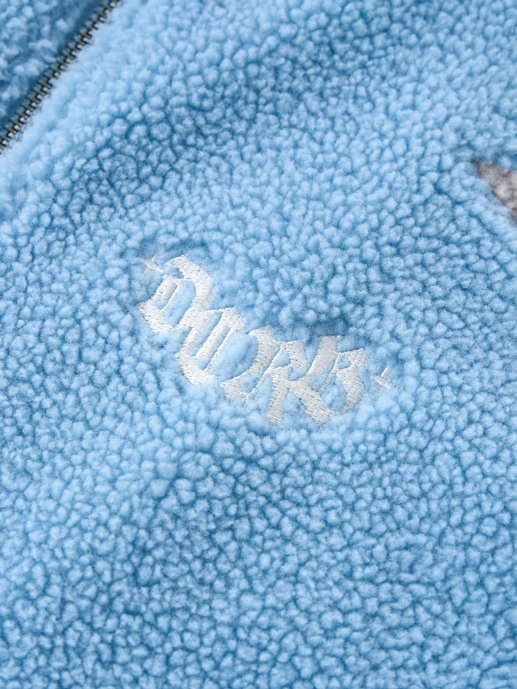 DCRB Two Tone Sherpa Fleece Jacket Blue - Image 5