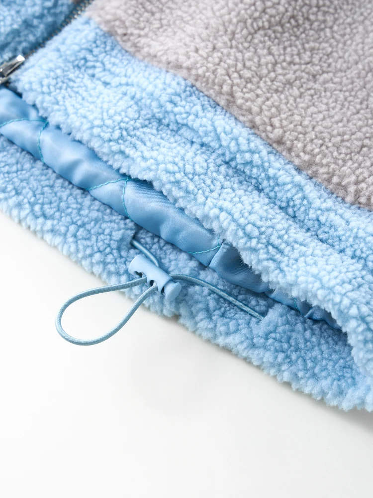 DCRB Two Tone Sherpa Fleece Jacket Blue - Image 8