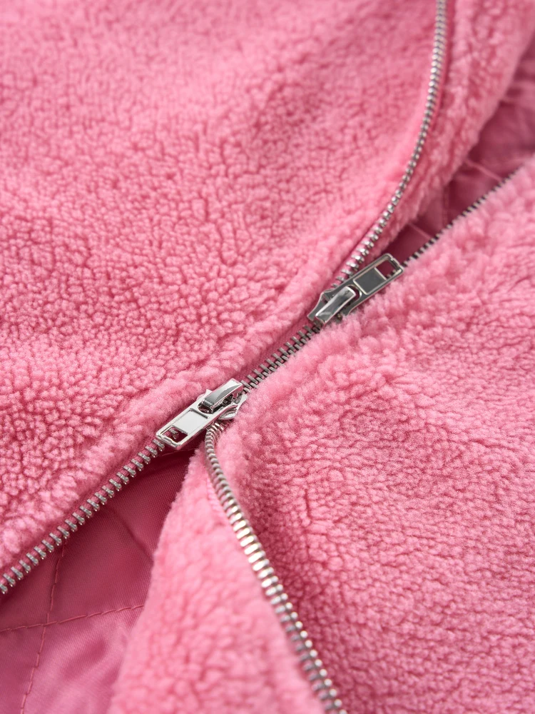 DCRB Two Tone Sherpa Fleece Jacket Pink - Image 10