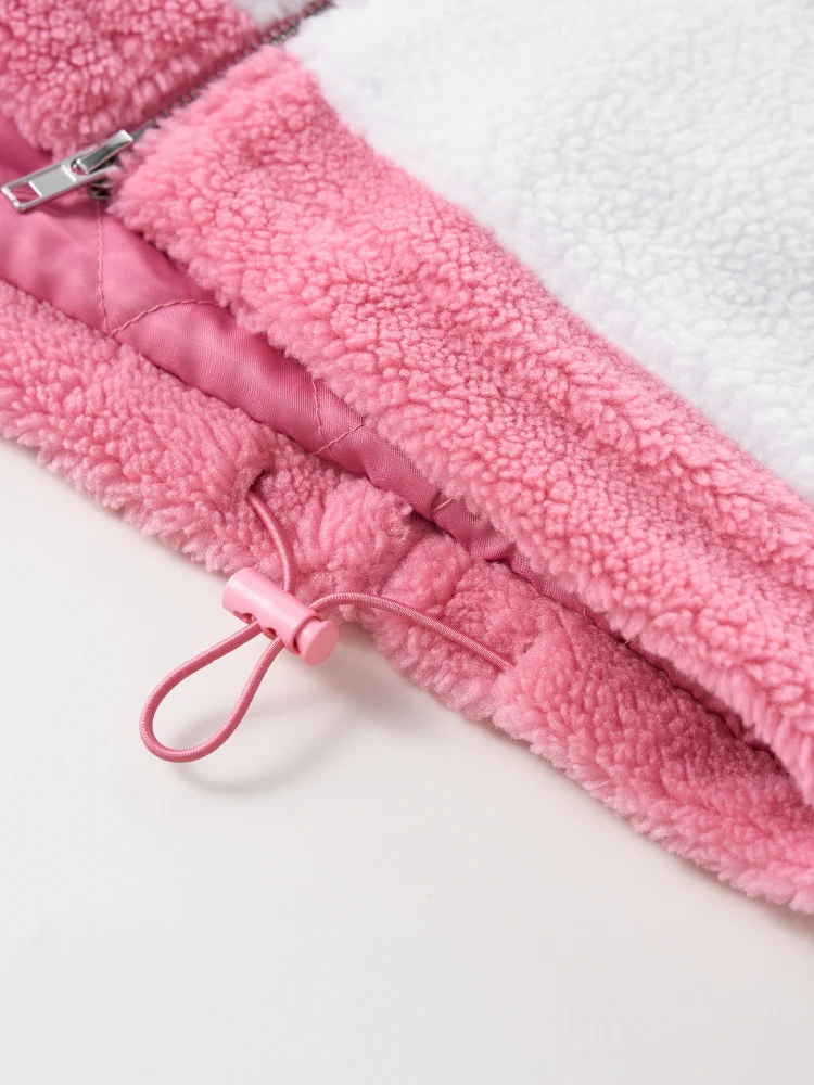 DCRB Two Tone Sherpa Fleece Jacket Pink - Image 11