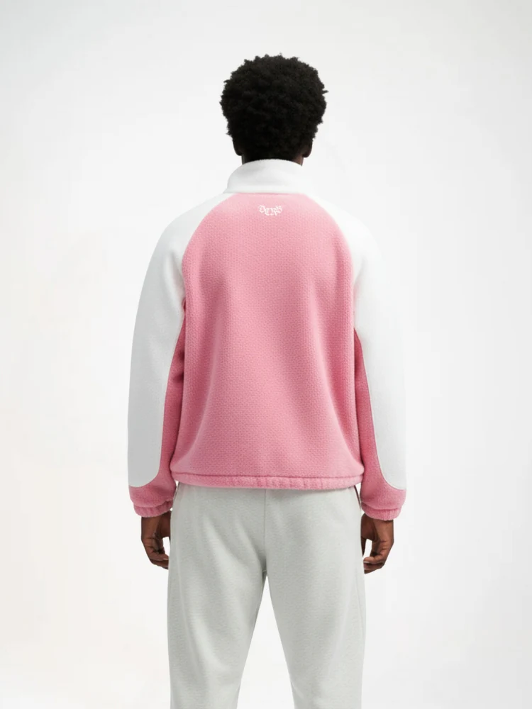 DCRB Two Tone Sherpa Fleece Jacket Pink - Image 3
