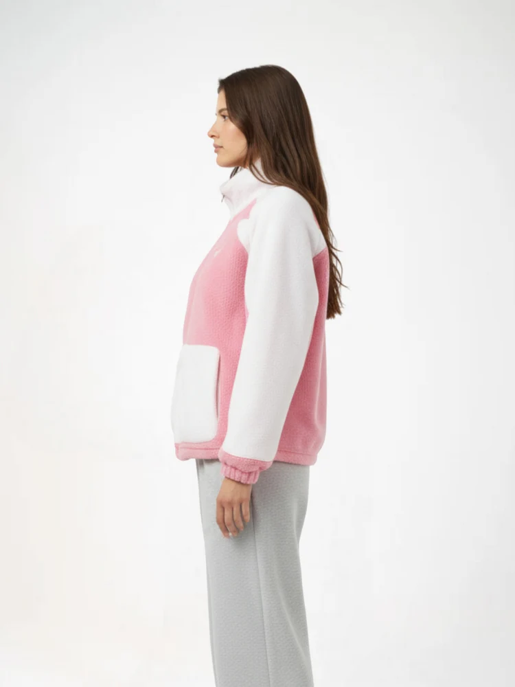 DCRB Two Tone Sherpa Fleece Jacket Pink - Image 5