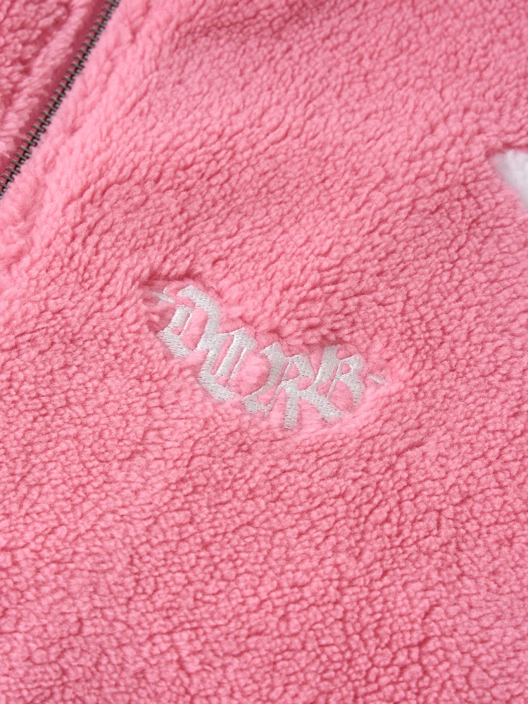 DCRB Two Tone Sherpa Fleece Jacket Pink - Image 7