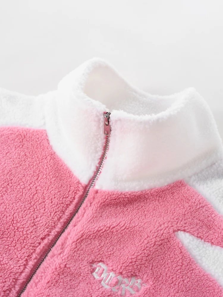 DCRB Two Tone Sherpa Fleece Jacket Pink - Image 8