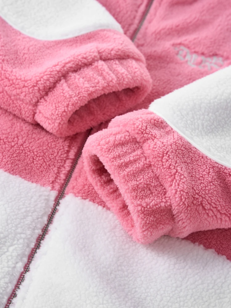 DCRB Two Tone Sherpa Fleece Jacket Pink - Image 9